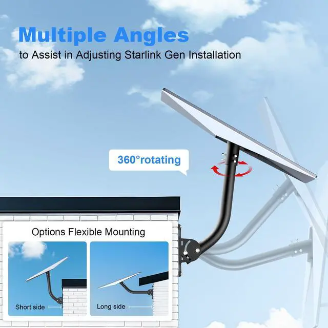 Alt view image 2 of 6 - Gen 3 Starlink Mount, Adjustable Starlink Mounting Kit, Thickened Starlink Wall/Roof Mount for Starlink Internet Kit Satellite