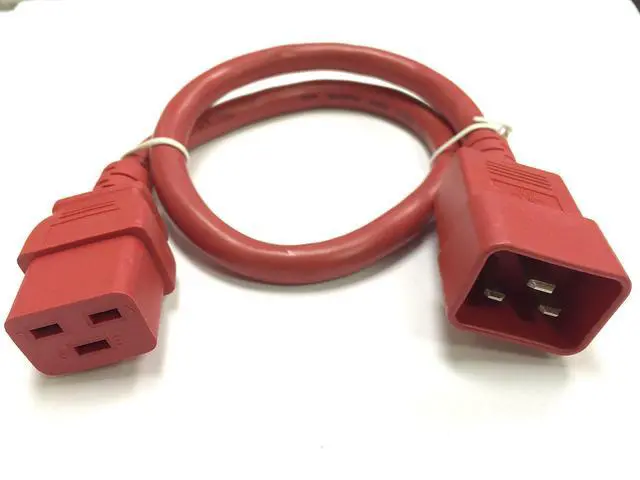 Main image of Heavy Duty Extension Power Cord, C19 to C20, 12AWG, 20 AMPS, 250V (Red, 10ft)
