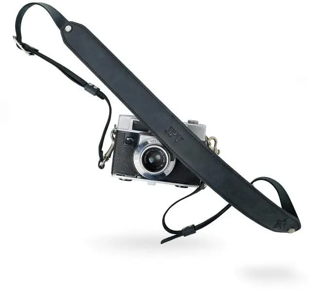 Main image of Personalized 100% Leather DSLR Camera Strap, Compatible with Canon Camera & Nikon | Handmade Camera Harness, Gifts for Photographers, Heavy Duty Leather Camera Sling | Steve (Charcoal)
