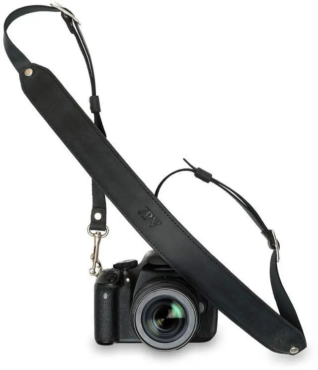 Alt view image 7 of 7 - Personalized 100% Leather DSLR Camera Strap, Compatible with Canon Camera & Nikon | Handmade Camera Harness, Gifts for Photographers, Heavy Duty Leather Camera Sling | Steve (Charcoal)