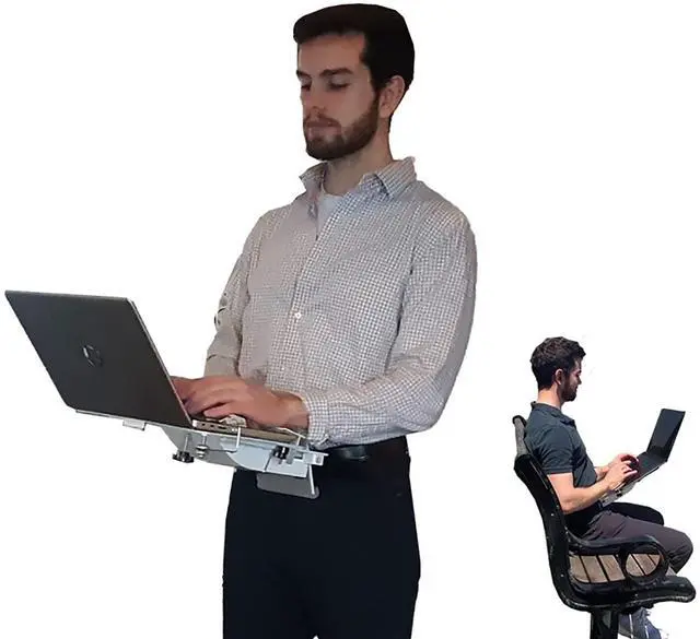 Alt view image 6 of 7 - XTOP - Advanced Portable Desk for Laptop Computers, Gravity Defying Mobile Desk for Laptops - for use While Standing, Walking Around, Sitting, Reclining or Lying in Bed (Rose Gold)
