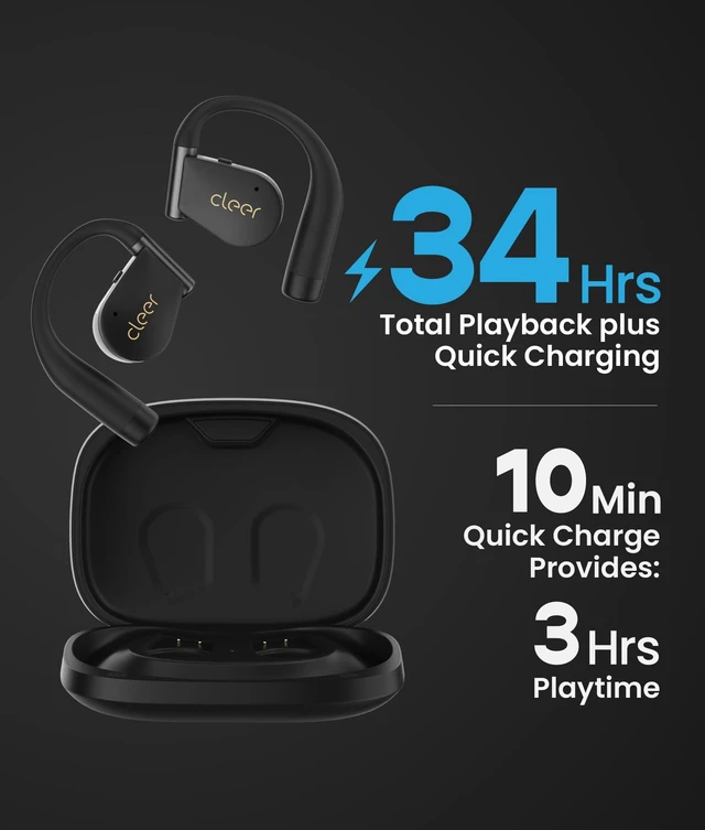 Alt view image 5 of 7 - ARC 4 Plus Open Ear Earbuds with Dolby Audio,Black True wireless Bluetooth with head tracking, IPX7 waterproof earhook,34H playtime, custom EQ,for sports, running & workout