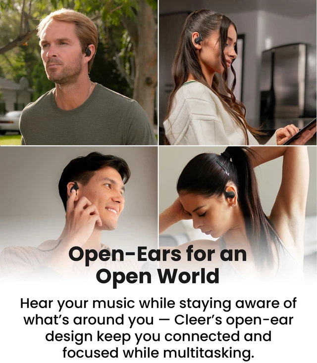 Alt view image 7 of 7 - ARC 4 Plus Open Ear Earbuds with Dolby Audio,Black True wireless Bluetooth with head tracking, IPX7 waterproof earhook,34H playtime, custom EQ,for sports, running & workout