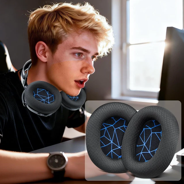 Alt view image 4 of 4 - Earpads for SteelSeries Arctis 7/9/5/3/1 (Not Fit Nova) - B&Blue Also for Arctis 7/7+/7P/7X, Arctis Pro, Arctis 9/9X, Arctis 5/3/1, Arctis Prime - Ear Pads Cushions Replacement