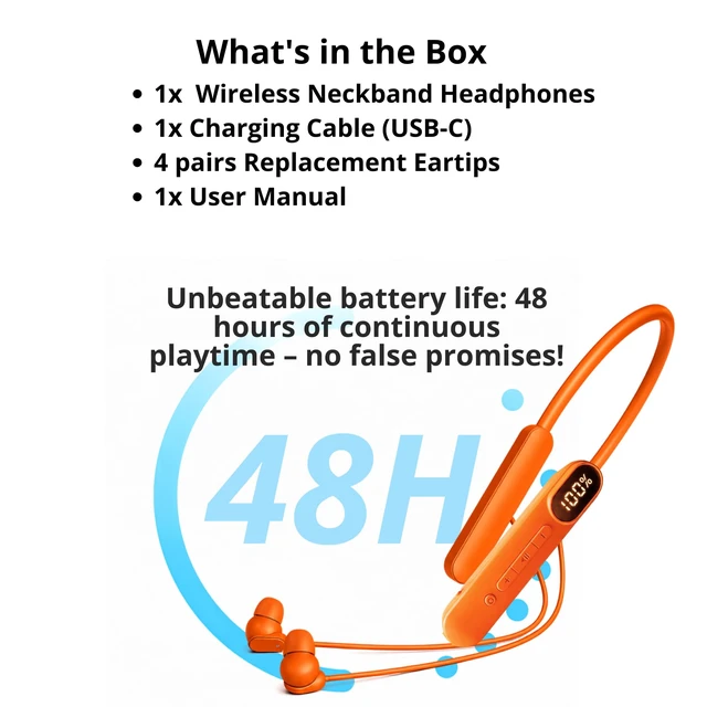 Alt view image 2 of 7 - Gibel Wireless Neckband Headphones with Battery Average Life 48 Hours.