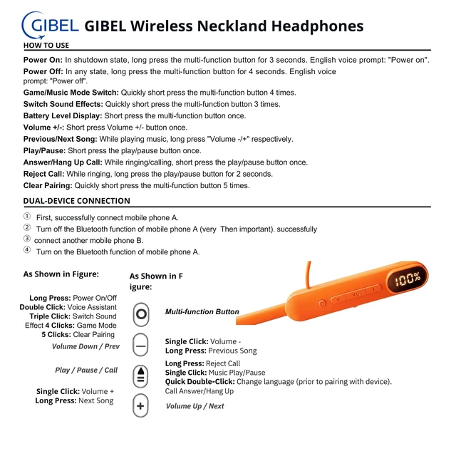Alt view image 3 of 7 - Gibel Wireless Neckband Headphones with Battery Average Life 48 Hours.