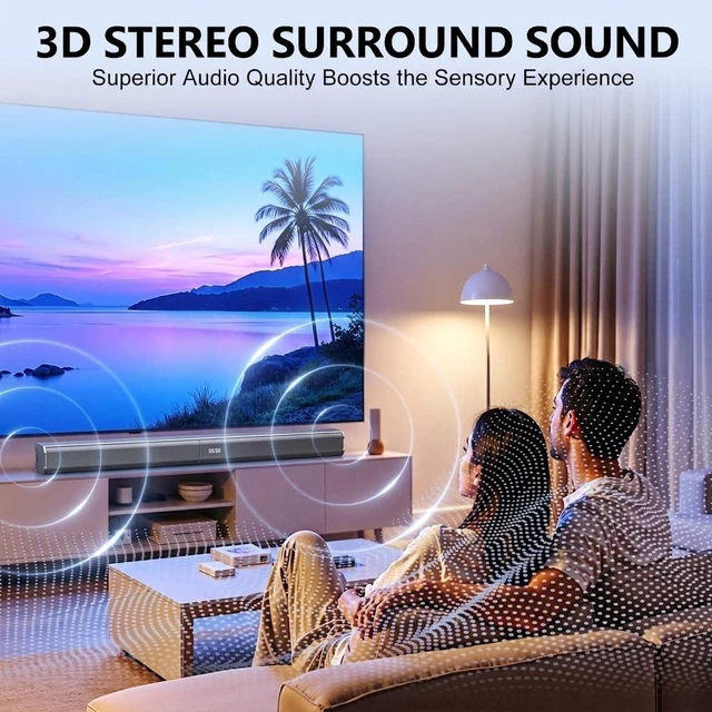Alt view image 2 of 7 - Sound Bar, 80W SoundBar for Smart TV, Bluetooth 5.3 Soundbar, Home Theater Surround Sound, 2 in 1 Detachable Home Speaker Bass, ARC/Optical/AUX/Connections, for TV/PC/Projectors