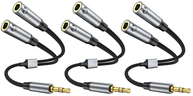Main image of 3.5mm Headphone Splitter, Hi Fi Sounds Extension Cable Audio Stereo Y Splitters, Nylon Braided for Switch 2/PS4/PS5 iPhone iPad, Tablet, Laptop