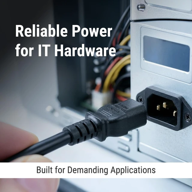 Alt view image 3 of 7 - Heavy Duty AC Power Cord 4ft (1.2m), 14AWG NEMA 5-15P to C13 3 Prong Replacement Power Cord, 15A/125V, 14 AWG, NEMA 5-15P to IEC 60320 C13 for PC, Monitor and Workstation Devices