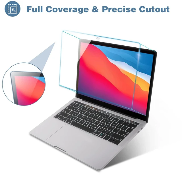 Alt view image 4 of 7 - 2 Pack Screen Protector for 13" MacBook Air/Pro 9H Tempered Glass Screen Film Guard for MacBook Air 13 Inch (2020-2018) M1 & MacBook Pro 13 Inch (2022-2016) M1 M2-Chip