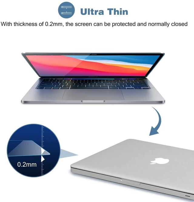 Alt view image 5 of 7 - 2 Pack Screen Protector for 13" MacBook Air/Pro 9H Tempered Glass Screen Film Guard for MacBook Air 13 Inch (2020-2018) M1 & MacBook Pro 13 Inch (2022-2016) M1 M2-Chip