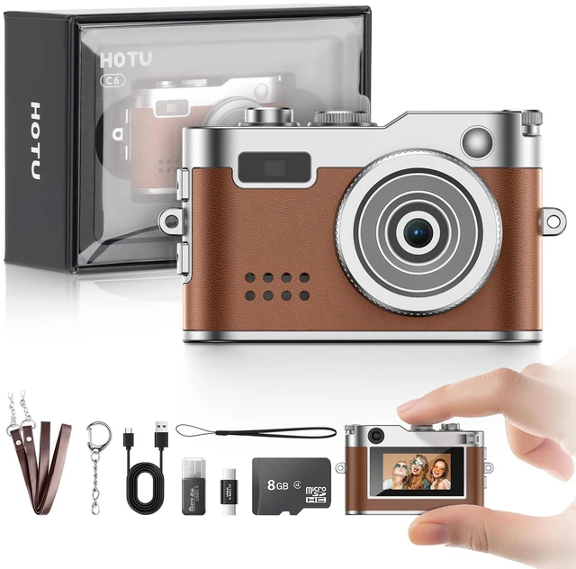 Main image of Keychain Camera, Mini Digital Camera 1080P HD with Flash Brown Video Recording, 8G Card Included, Portable and Compact Retro Vlog Camera for Travel, Kids