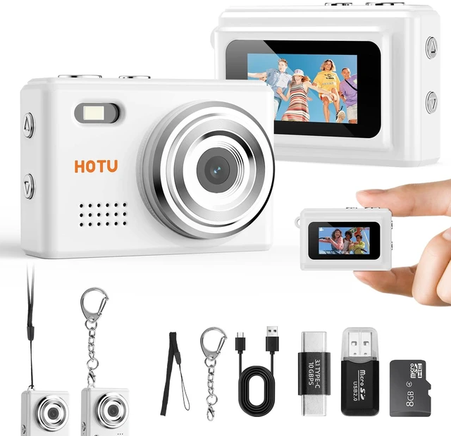 Main image of Mini Keychain Digital Camera, Y2K Pocket-Size Mini Camera, 2MP 1080P Small Camera with 8GB Card, Video Recorder with Long Battery Life for Travel, Party and Vlog (White)