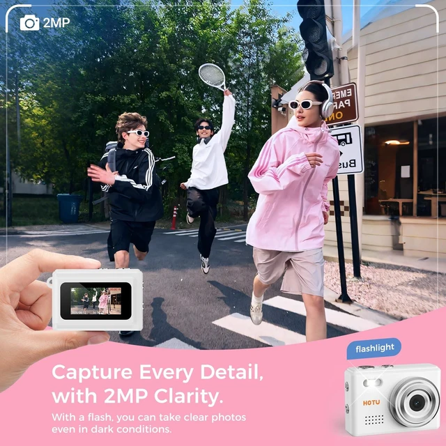 Alt view image 3 of 7 - Mini Keychain Digital Camera, Y2K Pocket-Size Mini Camera, 2MP 1080P Small Camera with 8GB Card, Video Recorder with Long Battery Life for Travel, Party and Vlog (White)