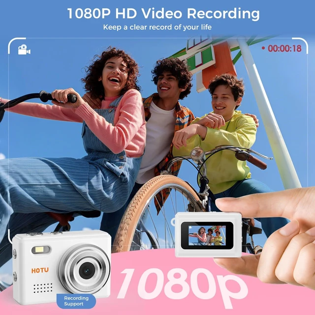 Alt view image 4 of 7 - Mini Keychain Digital Camera, Y2K Pocket-Size Mini Camera, 2MP 1080P Small Camera with 8GB Card, Video Recorder with Long Battery Life for Travel, Party and Vlog (White)