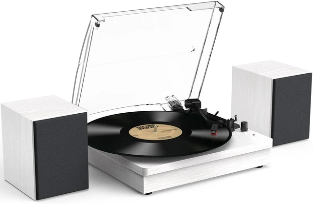 Main image of ® Record Player with Speakers, 3-Speed Bluetooth Turntable Belt-Driven, Bluetooth Input, USB Playback, Auto Stop, AUX Headphone Input and RCA Out, Plays 7/10/12" Records, 33/45/78 RPM