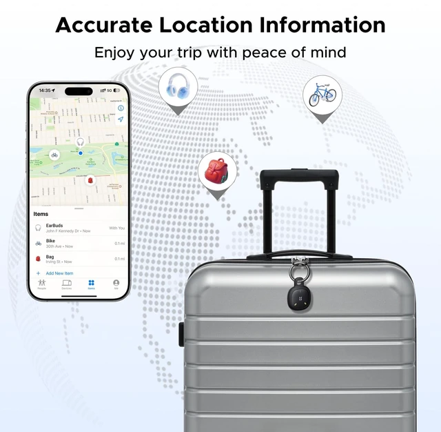 Alt view image 3 of 7 - FineTrack Mini Duo2 Bluetooth Tracker Tags 4 Pack Key Finder Compatible with Apple Find My & Google Find Hub, Bluetooth Tracker Tag for Keys, Wallet, Luggage, Backpack