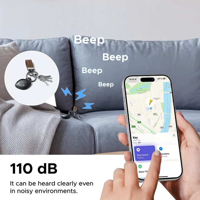 Alt view image 4 of 7 - FineTrack Mini Duo2 Bluetooth Tracker Tags 4 Pack Key Finder Compatible with Apple Find My & Google Find Hub, Bluetooth Tracker Tag for Keys, Wallet, Luggage, Backpack