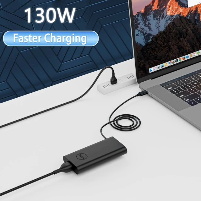 Alt view image 7 of 7 - Replacement for Dell Laptop Charger 130W 100W 65W USB Type C Fast Power Adapter