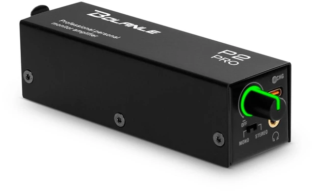 Main image of P2 PRO USB-C Portable in-Ear Monitor Amplifier, 5V DC/AAA Battery USB-C direct power or charges rechargeable AAA batteries inside; works with standard AAA too