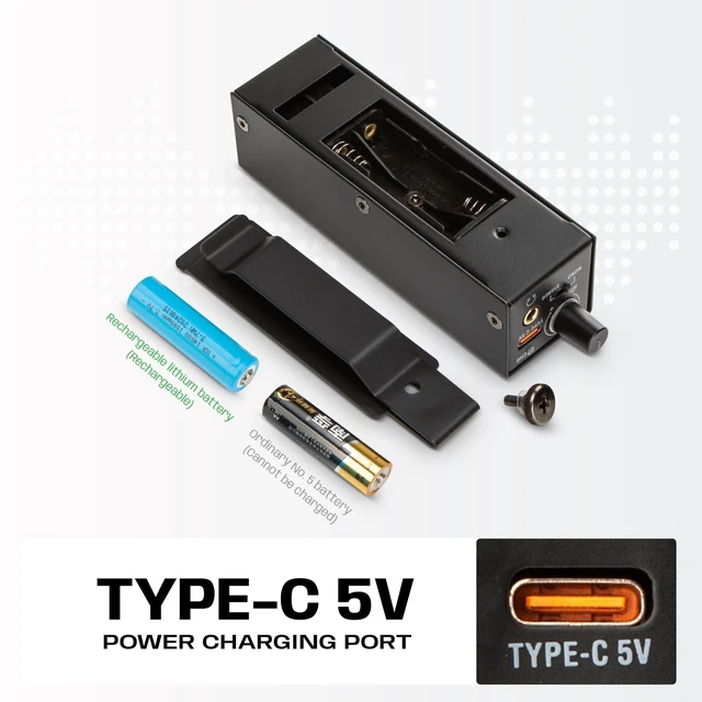 Alt view image 7 of 7 - P2 PRO USB-C Portable in-Ear Monitor Amplifier, 5V DC/AAA Battery USB-C direct power or charges rechargeable AAA batteries inside; works with standard AAA too