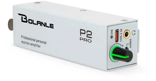 Main image of P2 PRO USB-C Portable in-Ear Monitor Amplifier, 5V DC/AAA Battery USB-C direct power or charges rechargeable AAA batteries inside; works with standard AAA too