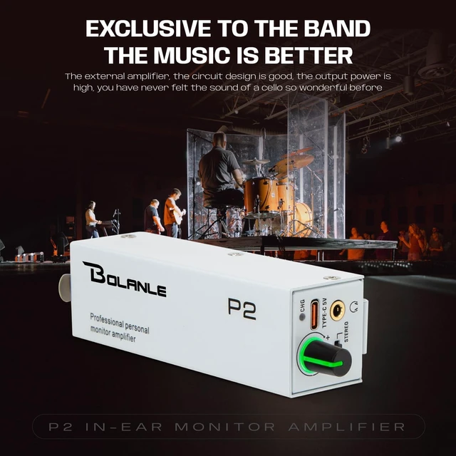 Alt view image 4 of 7 - P2 PRO USB-C Portable in-Ear Monitor Amplifier, 5V DC/AAA Battery USB-C direct power or charges rechargeable AAA batteries inside; works with standard AAA too