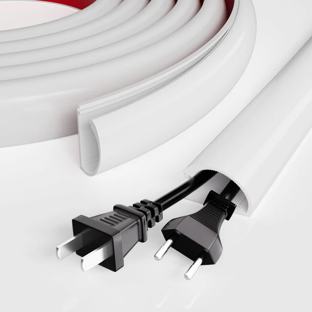 Main image of 39" Silicone TV Cord Hider for Wall Mounted TV, Self-Adhesive Cable Raceway Side Buckle, Flexible,White Cord Covers Wire Hiders for Cords on Wall, Babyproof Cable Concealer Raceway Management