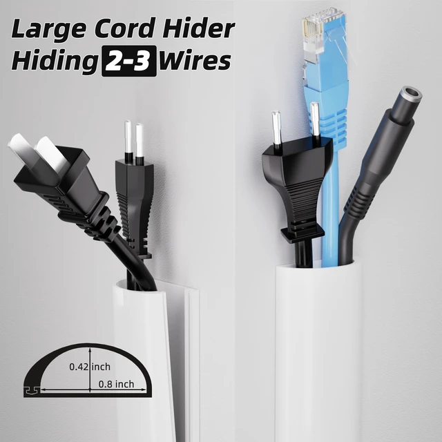 Alt view image 2 of 7 - 39" Silicone TV Cord Hider for Wall Mounted TV, Self-Adhesive Cable Raceway Side Buckle, Flexible,White Cord Covers Wire Hiders for Cords on Wall, Babyproof Cable Concealer Raceway Management