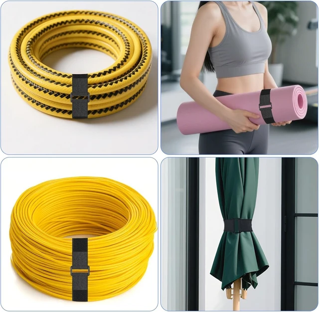 Alt view image 5 of 7 - 1.5In x 39Ft Cinch Straps Nylon Heavy Duty with 50 Buckles, Cut to Length, Black Hook and Loop Straps, Reusable Long Cable Ties for Storage and Cord Organizer