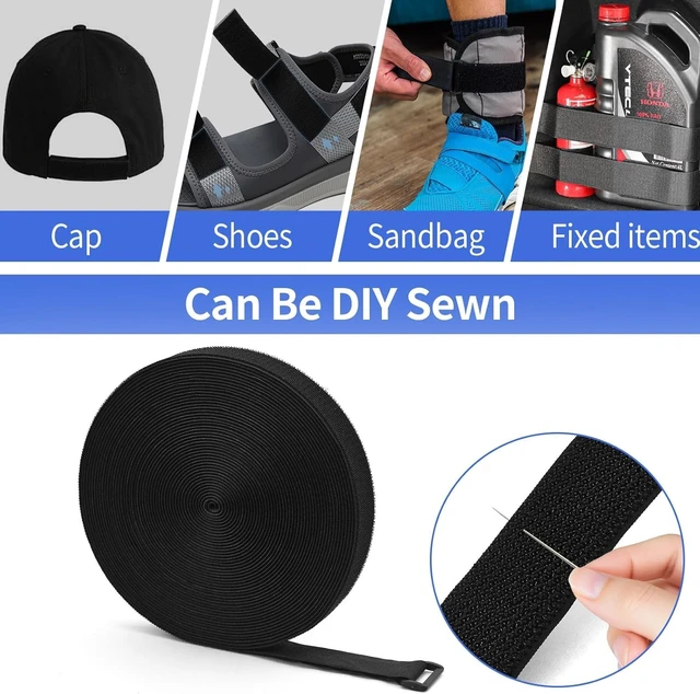 Alt view image 6 of 7 - 1.5In x 39Ft Cinch Straps Nylon Heavy Duty with 50 Buckles, Cut to Length, Black Hook and Loop Straps, Reusable Long Cable Ties for Storage and Cord Organizer