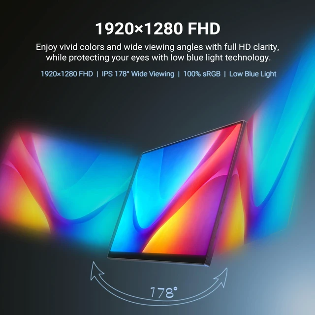 Alt view image 4 of 7 - SF10T 10.5" Touchscreen Portable Monitor for Laptop, 1080P FHD IPS Ultra-Slim Travel Display, Low Blue Light Eye Care w/Dual Speakers & Smart Cover for PC, Mac, PS5, Switch, Xbox