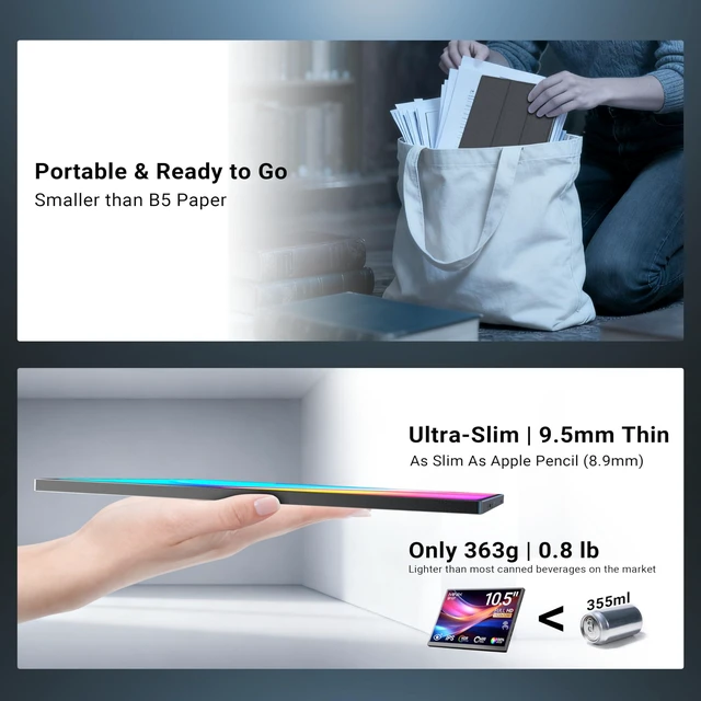 Alt view image 5 of 7 - SF10T 10.5" Touchscreen Portable Monitor for Laptop, 1080P FHD IPS Ultra-Slim Travel Display, Low Blue Light Eye Care w/Dual Speakers & Smart Cover for PC, Mac, PS5, Switch, Xbox