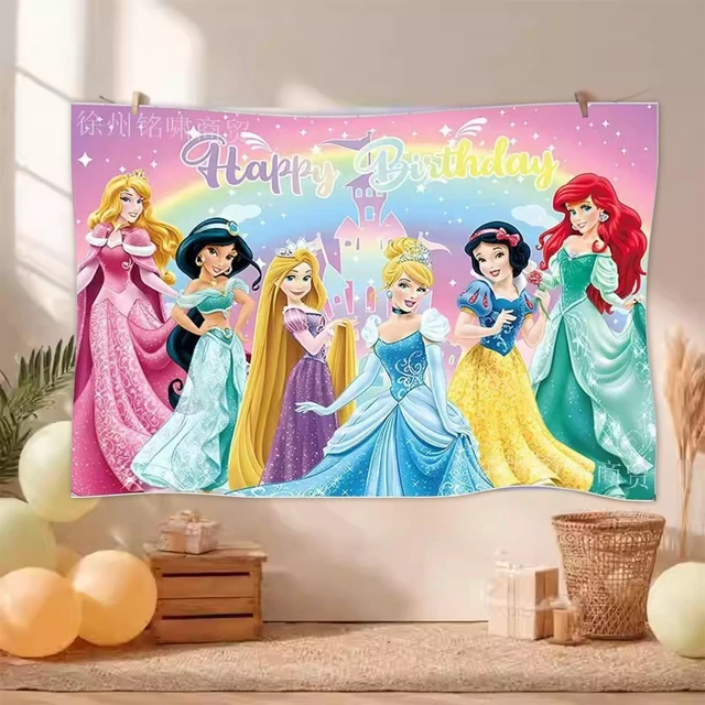 Alt view image 5 of 5 - Princess Birthday Party Decorations,Happy Birthday Banner Backdrop for Birthday Party Supplies