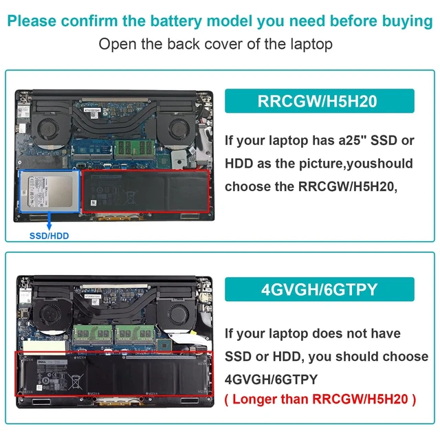 Alt view image 2 of 7 - 56WH RRCGW H5H20 0RRCGW School Laptop Battery for Dell XPS 15 9550 15-9550 9560 9570 Precision 15 5510 5520 5530 Series P56F P56F001 5D91C 62MJV M7R96 0RRCGW 062MJV Mobile Workstation Notebook