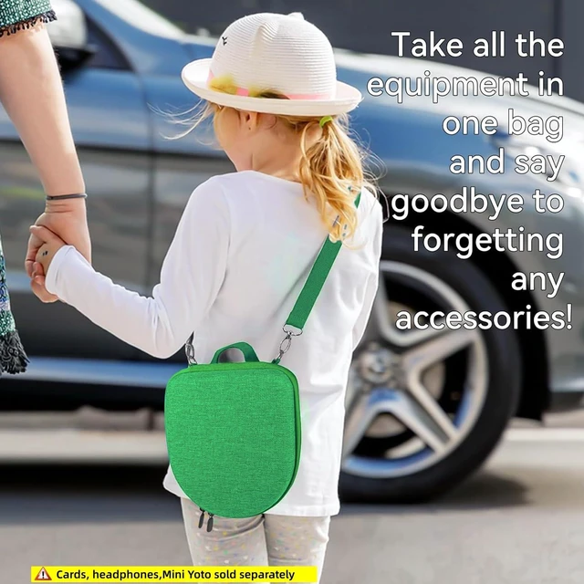 Alt view image 7 of 7 - Hard Case Compatible with Yoto Mini (2024 Edition), 3-in-1 Travel Bundle: Silicone Cover + Case with Shoulder Strap (Fits Mini Player & Headphones) + Up to 10 Card Holder for YOTO Cards (Green)