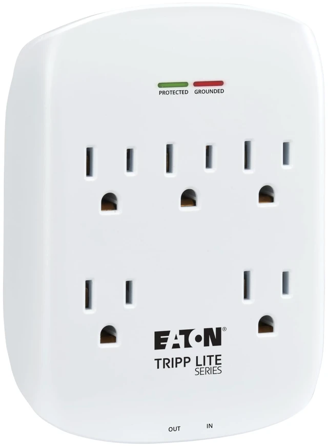 Main image of Eaton SK5TEL-0 5 Outlet Extender Surge Protector with Phone Port 1080 Joules, EMI/RFI Line Noise Filtering, Power Strip, Manufacturer's & $15,000 Insurance