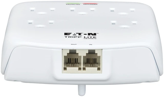 Alt view image 3 of 7 - Eaton SK5TEL-0 5 Outlet Extender Surge Protector with Phone Port 1080 Joules, EMI/RFI Line Noise Filtering, Power Strip, Manufacturer's & $15,000 Insurance