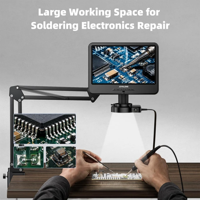 Alt view image 4 of 7 - JL109A 10.1" Digital Microscope Full View Coin with Screen, Flex Arm Stand 1080P Soldering Microscope with C-clamp, 56 LED Ring Light, 12MP Coin Magnifier Microscope Full View Silver Dollar, PC View