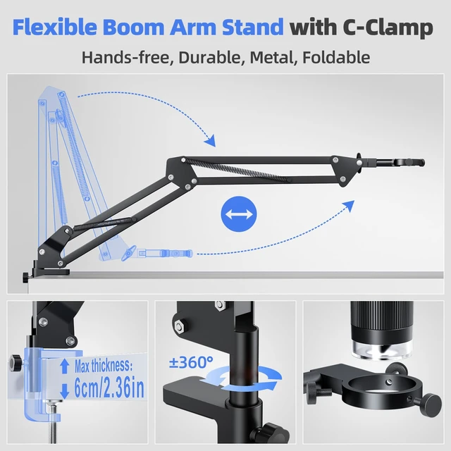 Alt view image 5 of 7 - JL109A 10.1" Digital Microscope Full View Coin with Screen, Flex Arm Stand 1080P Soldering Microscope with C-clamp, 56 LED Ring Light, 12MP Coin Magnifier Microscope Full View Silver Dollar, PC View