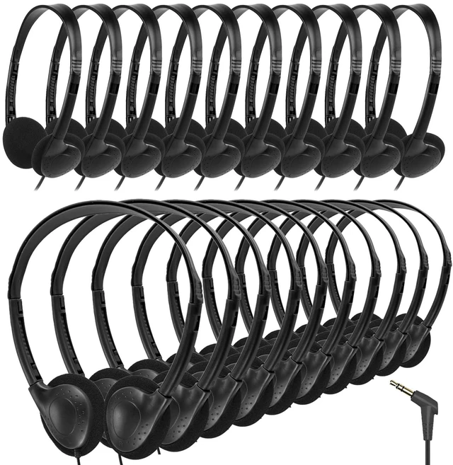 Main image of Classroom Headphones Bulk 20 Pack for Kids School Student,Wholesale Durable Wired Earphones Class Set for Children Toddler Teens Boys Girls and Adult(GS857, Black)