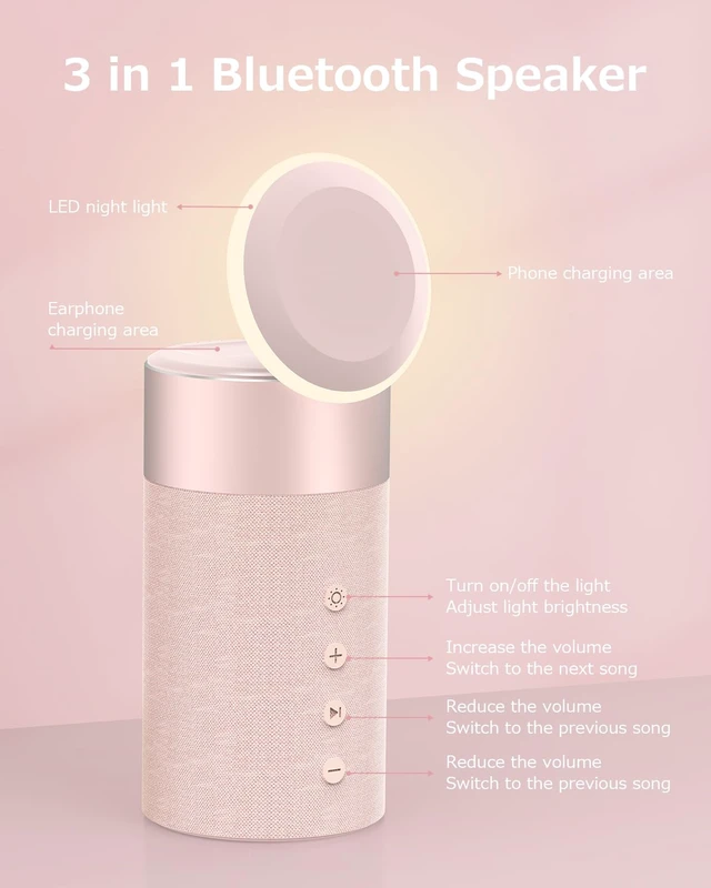 Alt view image 3 of 7 - Bluetooth Speaker, Night Light, 15W Magnetic Fast Charging for Apple, Pink 2 in 1 Wireless Charging Station for iPhone 17/16/15/14/13/12 Series, AirPods Pro 2/4/3/2Gift Ideal