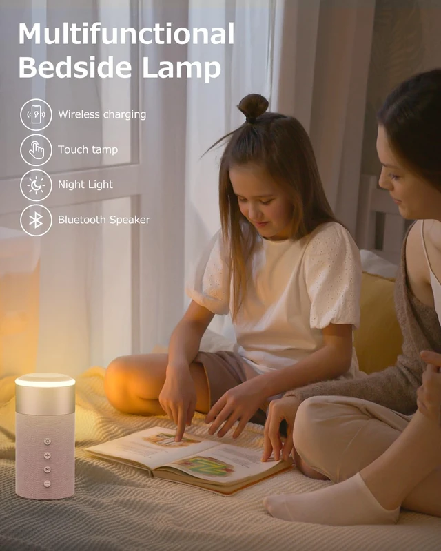 Alt view image 6 of 7 - Bluetooth Speaker, Night Light, 15W Magnetic Fast Charging for Apple, Pink 2 in 1 Wireless Charging Station for iPhone 17/16/15/14/13/12 Series, AirPods Pro 2/4/3/2Gift Ideal