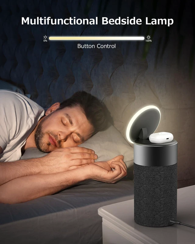 Alt view image 2 of 6 - Bluetooth Speaker, Night Light, 15W Magnetic Fast Charging for Apple, Black 2 in 1 Wireless Charging Station for iPhone 17/16/15/14/13/12 Series, AirPods Pro 2/4/3/2Gift Ideal