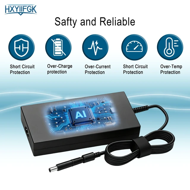 Alt view image 4 of 7 - 180W Laptop Charger Compatible with DELL WD19 WD19S WD22TB4 K20A001 WD15 K17A001 Thunderbolt Dock WD19TB WD19TBS TB16 TB18DC K16A001 WD25 WD25TB4 SD25TB4 UD22 Docking Station Business Monitor Dock