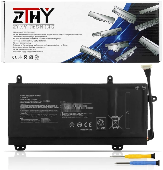 Main image of C41N1727 Laptop Battery Replacement for Asus Zephyrus M GM501 GM501G GM501GM GM501GS ROG GU501 GU501G GU501GM GM501G-SEI006T GM501GS-EI015T GU501GM-BI7N8 GM501GM-EI005T GM501GS-EI003T 15.4V 55Wh