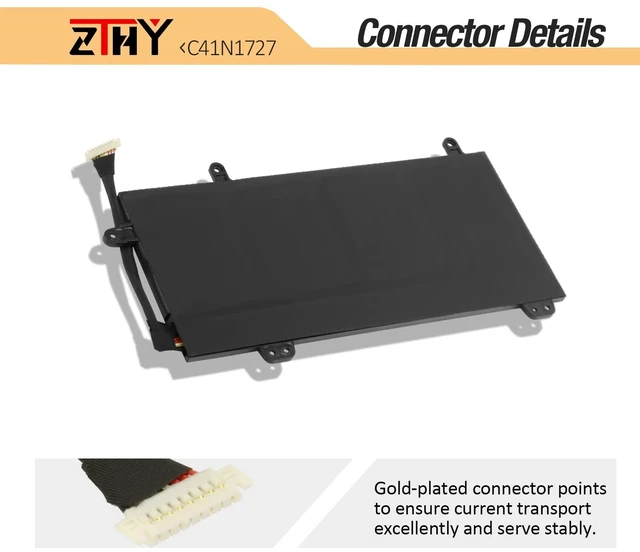 Alt view image 4 of 7 - C41N1727 Laptop Battery Replacement for Asus Zephyrus M GM501 GM501G GM501GM GM501GS ROG GU501 GU501G GU501GM GM501G-SEI006T GM501GS-EI015T GU501GM-BI7N8 GM501GM-EI005T GM501GS-EI003T 15.4V 55Wh