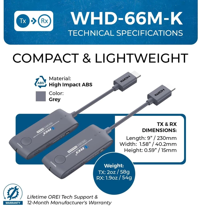 Alt view image 5 of 7 - Wireless HDMI Extender 1080p60Hz, 20M, SSID Pairing, Channel Switching HDMI Wireless Extender, Wireless HDMI Transmitter 5GHz WiFi, Low Latency, Plug & Play, HDMI 1.3, HDCP 1.4,WHD-66M-K
