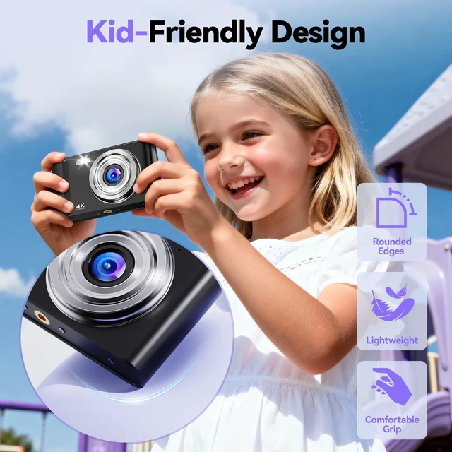 Alt view image 4 of 7 - Digital Camera 4K for Kids: 48MP Cameras for Teens Photography - Autofocus Photo Camera Gifts for Children Ages 5-18 - Compact Cámara for Beginner - Point and Shoot Digital Cameras with 32GB TF Card