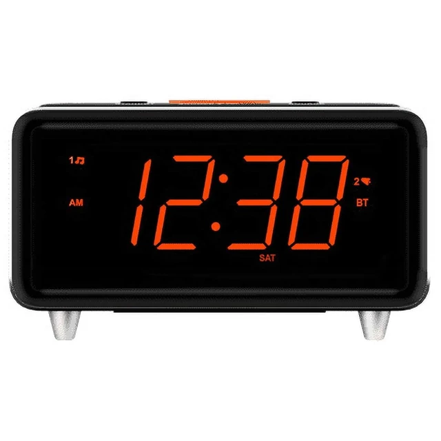 Alt view image 2 of 7 - SmartSet Bluetooth Dual Alarm Clock Radio, USB Charging (1.5A 5V), Large LED Display, Auto Time and Day Set, FM Radio, 3 Alarm Modes, Aux Input, CKS1521